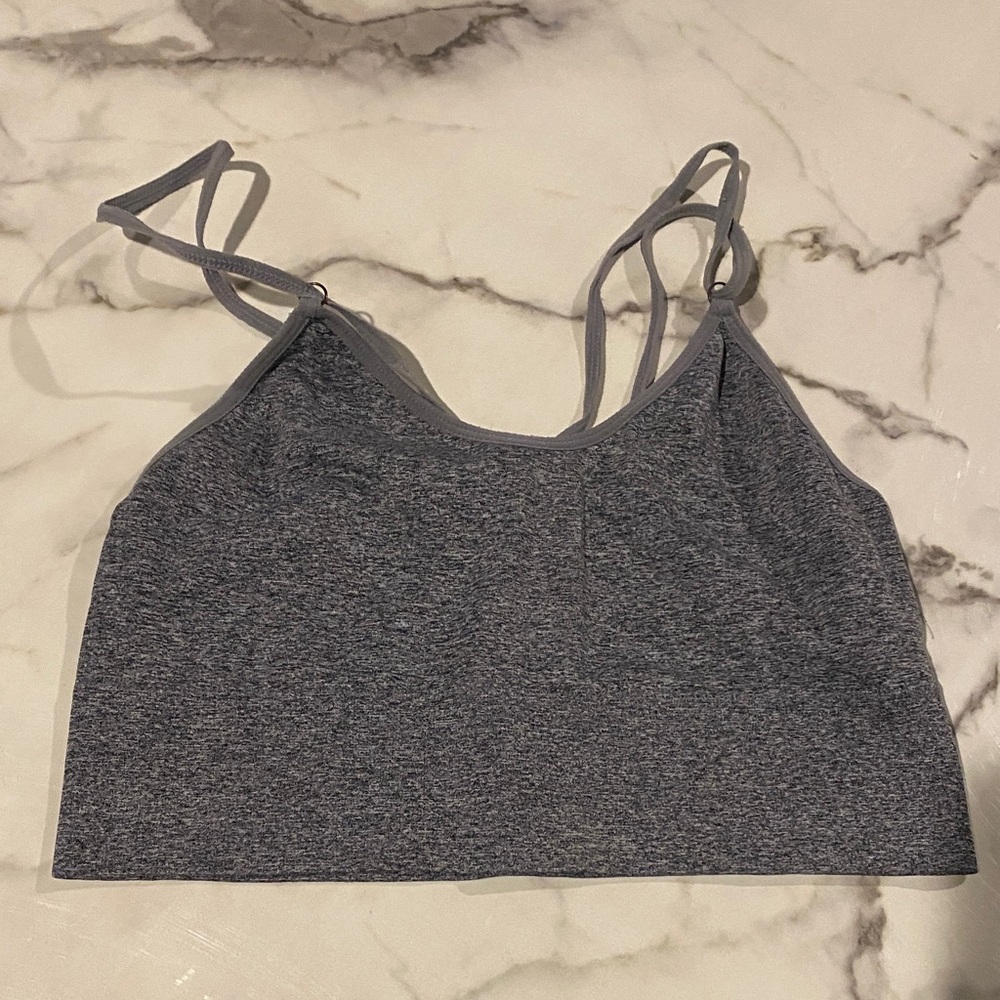 Gray Strappy Sports Bra